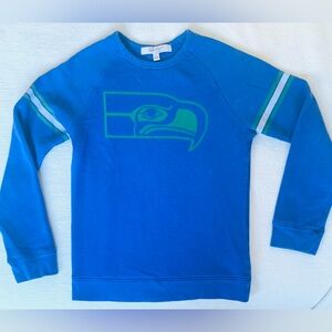 Junk Food Clothing Kids Seattle Seahawks Flocked Raglan Fleece Sweatshirt Size L